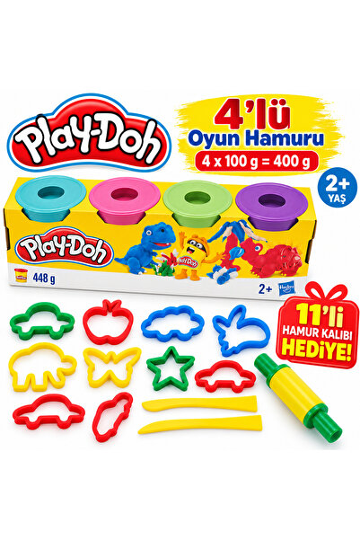 Play Doh Play-Doh 4’lü Pastel Renk Oyun Hamuru 448 gr – Parça Hamur Kalıbı ve...