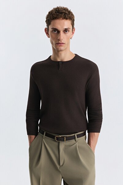 Antioch Single Button Ribbed Long Sleeve T-Shirt