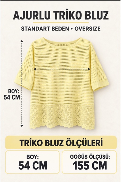 MARWARİ OTANTİK BUTİK Women's Openwork Knitwear Blouse / Sweater Oversize Standard Size