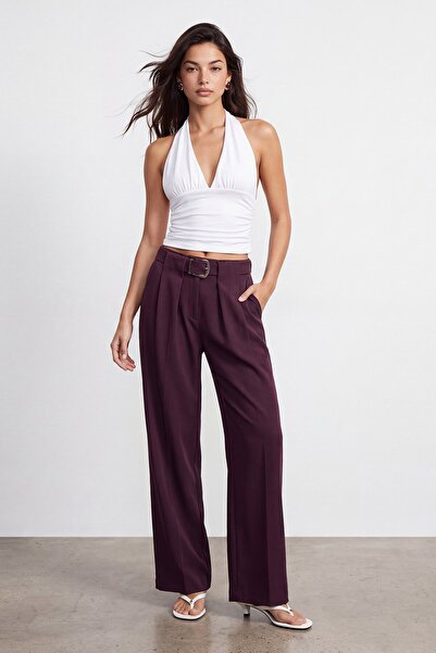 VAGGON High waist double pleated palazzo pants