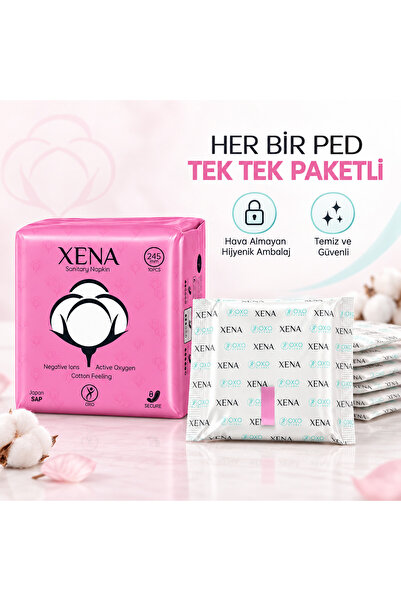 Oxo Global XENA Hijyenik Kadın Pedi 10'lu Gündüz Pedi - Aktif Oksijen ve Naga...