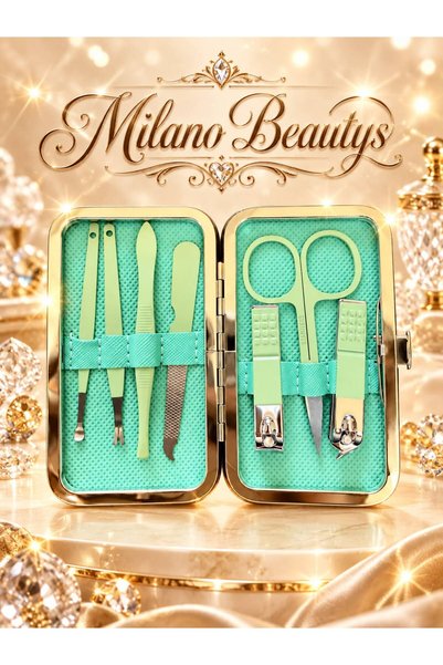 MİLANO BEAUTYS مجموعة مانيكير وباديكير احترافية مكونة من 7 قطع مع حقيبة جلدية