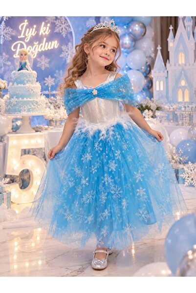 Hly Karol Tasarım Tulle Detailed Snowflake Patterned Princess Girl's Birthday...