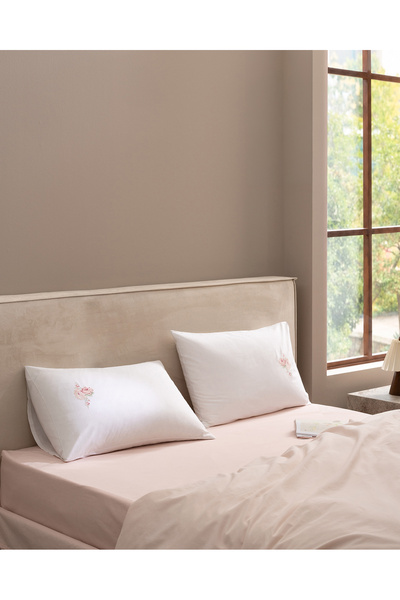 Madame Coco Novelle 2-Pack 100% Cotton Embroidered Pillowcases - White