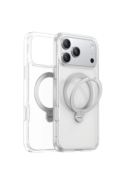 TORRAS Husa Ostand Spin MagSafe Series pentru iPhone 17 Pro, transparenta