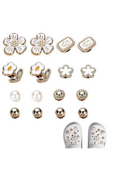 Generic Brand Set de accesorii decorative pentru pantofi, cu flori din perle ...