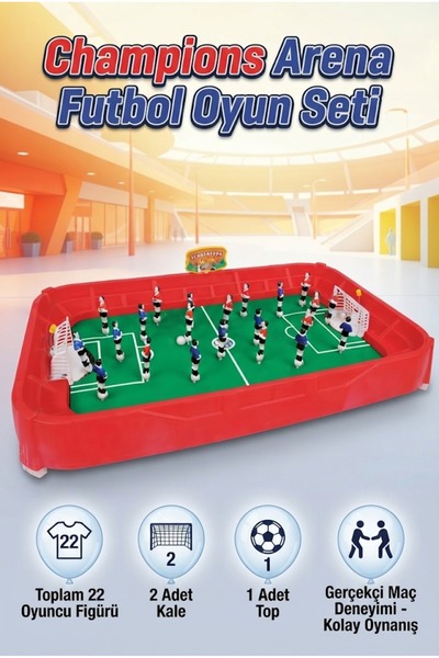 Tıfıl Toys Champions Arena 2 Kişilik Ev Tipi Futbol Maç Oyun Seti 22 Oyunculu...