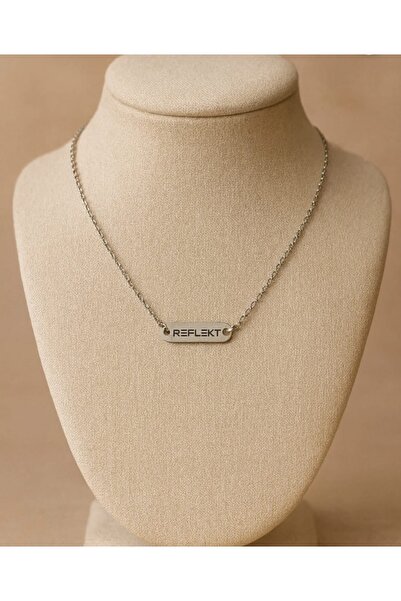 Lunarie Steel Plate Engraved Necklace - Silver Color Engraving Thin Chain Min...