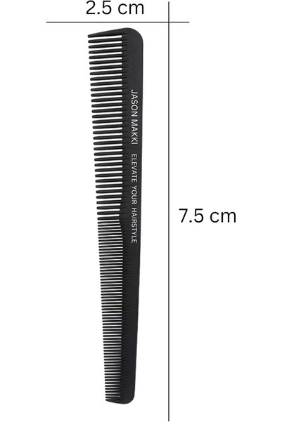 Jason Makki Pro 5-Piece Barber Comb Set, Heat-Resistant up to 240°C, Carbon Cutting Combs with Sectioning Clips, Anti-Static Hair Styling & Cutting Tools, Black