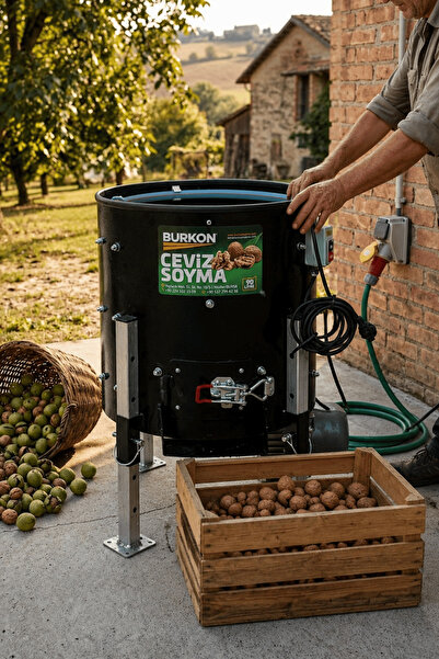 BURKON MAKINE Burkon 90 Lt 35 Kg Sabit Devirli Ceviz Soyma Makinesi 2026 Üretim