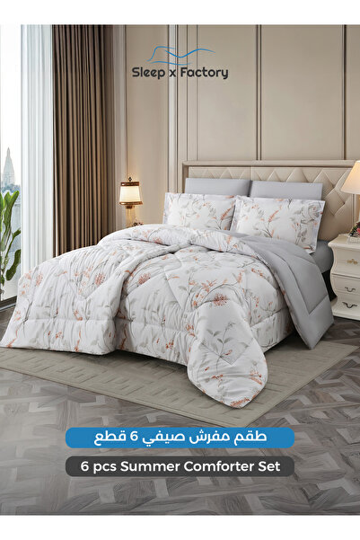 Sleep x Factory طقم لحاف من الألياف الدقيقة قابل للعكس مكون من 6 قطع 200×200 ...
