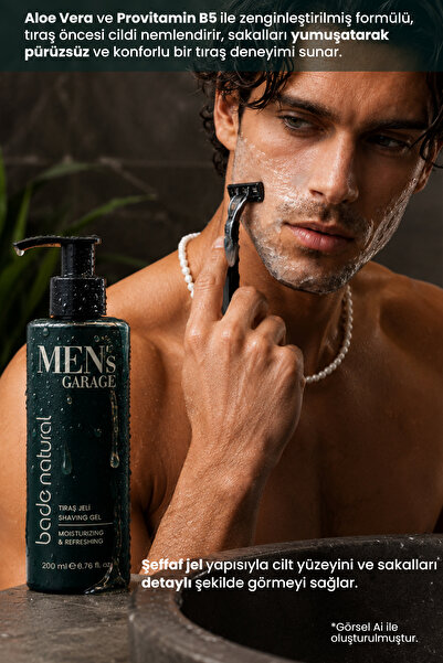 Bade Natural Men's Garage Tıraş Jeli Nemlendirici ve Ferahlatıcı 200 ml