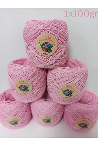 İPEK YÜN İPLİK DÜNYASI Koton Pamuk Örgü İpi (1.5mm) Pembe 100gr