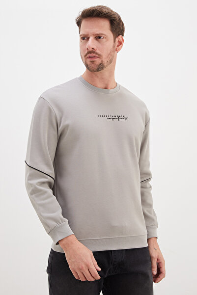 Fulla Moda Perfect Printed Striped Pique Fabric Sweatshirt