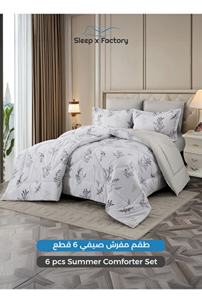 Sleep x Factory طقم لحاف من الألياف الدقيقة قابل للعكس مكون من 6 قطع 200×200 ...