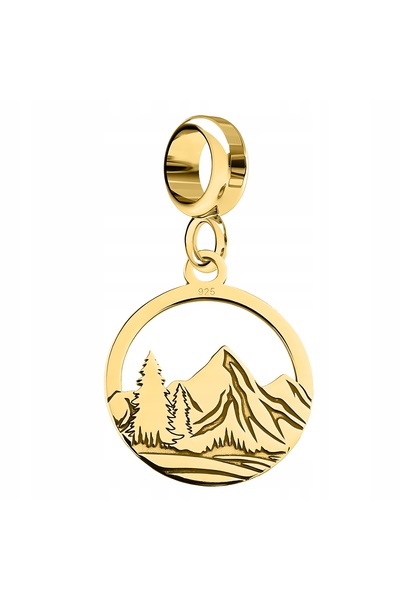 Larezo Charm Talisman, Peisaj Munți Și Copac, Auriu, Argint 925