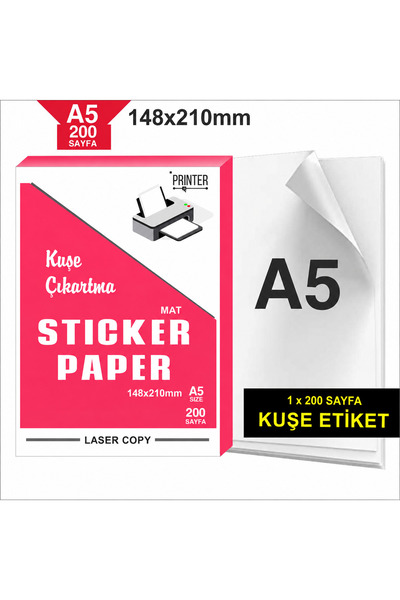 A5 Yazıcı Etiketi / Kuşe Sticker
