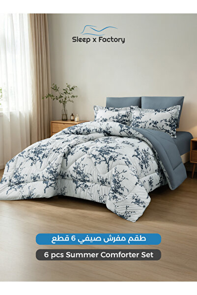 Sleep x Factory طقم لحاف من الألياف الدقيقة قابل للعكس مكون من 6 قطع 200×200 ...