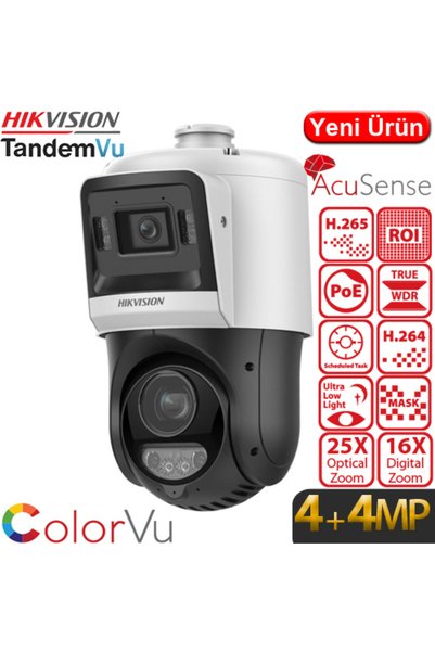 Hikvision (DS-2SE4C425MWG-E/RB/14) 4+4MP 25X TANDEMVU IR ACUSENSE DIŞ ORTAM IP PTZ KAMERA 100MT.