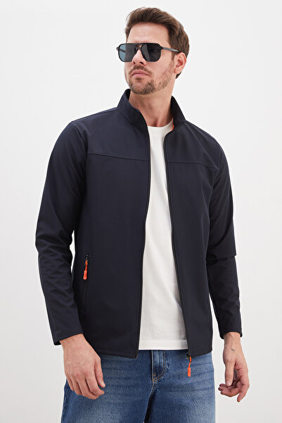 Fulla Moda Zippered Stand Collar Softshell Jacket
