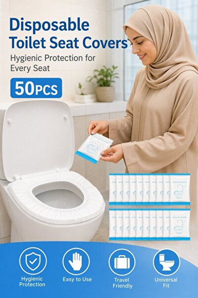 Generic 50 قطعة من أغطية مقاعد المرحاض القابلة للتحلل واللافلزية، مغلفة بشكل ...