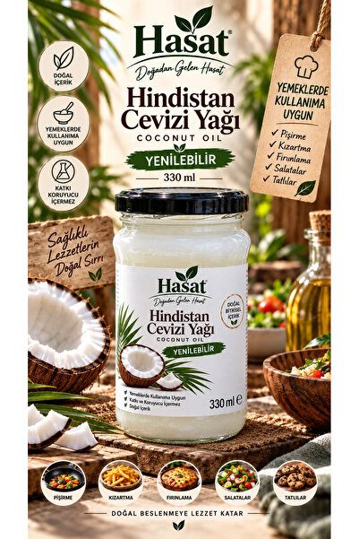 Çare Burada Hasat - Yenilebilir Katı Hindistan Cevizi Yağı 330 ml (Soğuk Sıkım)