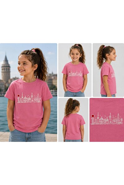Çocuk Tişört Unisex Regular Fit Normal Kesim %100 Pamuklu Yumuşak Dokulu İstanbul Enjeksiyon Baskılı