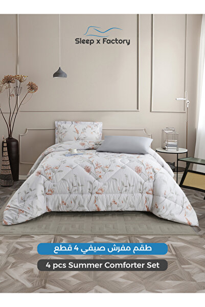 Sleep x Factory 4-Piece Reversible Double Sided Microfiber Comforter Set 140x...