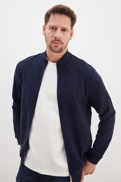 Fulla Moda Ribbed Collar Zippered Regular Fit Jacket