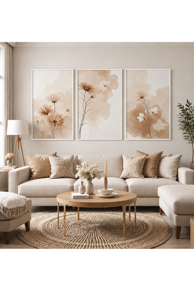 NT Handmade Set de picturi decorative din 3 piese, cu rame din lemn natural, ...