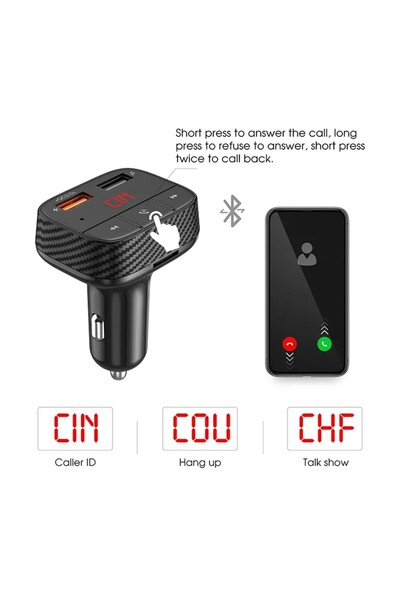 OEM Modulator FM auto, Bluetooth 5.0, dual USB, incarcare telefon, handsfree,...