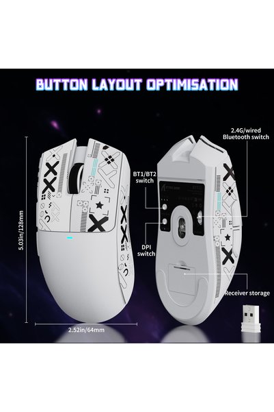 Attack Shark X11SE Gaming Mouse, PixArt PAW3311 Gaming Sensor, BT/2.4G Wireless/Wired