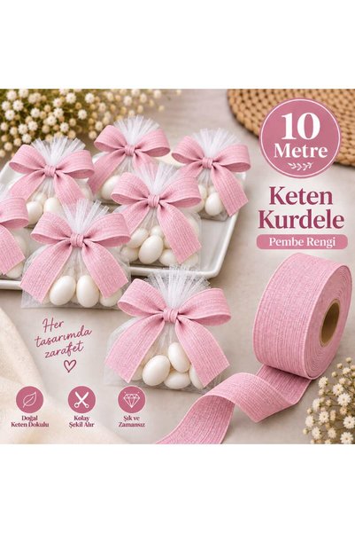 Esteks Dantel ve Tekstil Aksesuarları Keten Nopeli Kurdele 2,5 Cm 10 Metre, B...