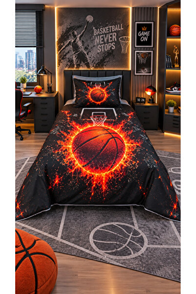 AYBERK HOME TEXTİLE Basketball 5D Digital Printed Cotton Single Duvet Cover S...
