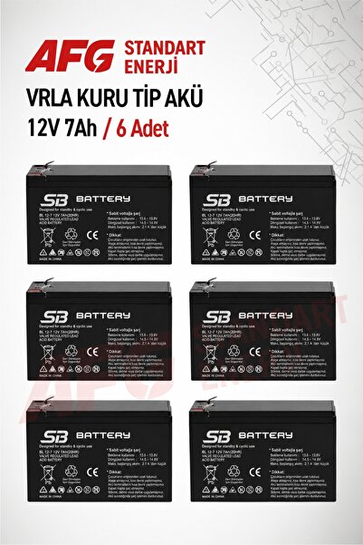 SB BATTERY 6 ADET 12V 7AH BAKIMSIZ KURU AKÜ