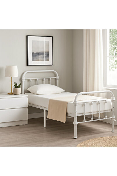 LastHome سرير حديدي أبيض 90x190 سم