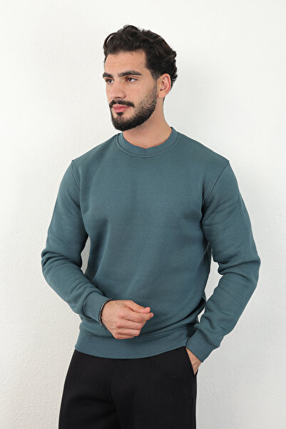 brz braazi Men's Cotton Crew Neck Black Sweatshirt with Fleece Inside