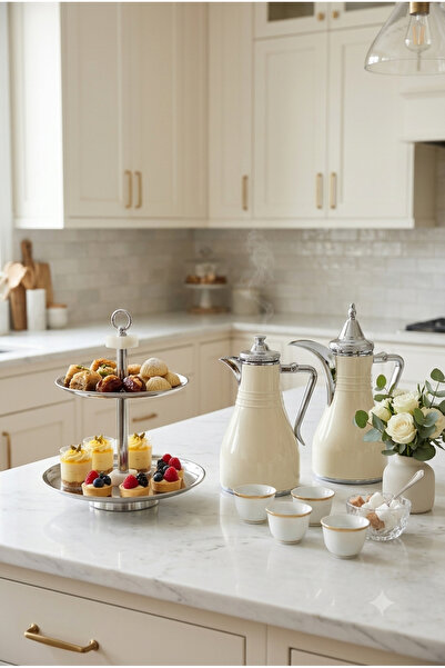Generic Brand Elegant Beige and Chrome Hospitality Set (Tea and Coffee Trays ...