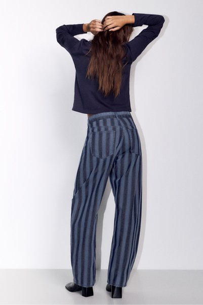 Pull & Bear Çizgili barrel fit jean