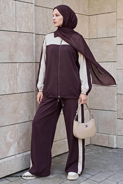 InStyle Fermuarlı Çift Renk Mürdüm İkili Takım