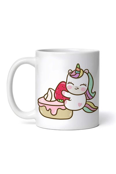 INOVATIX Personalized white mug, Unicorn eating cookies, INOVATIX®. 330ml