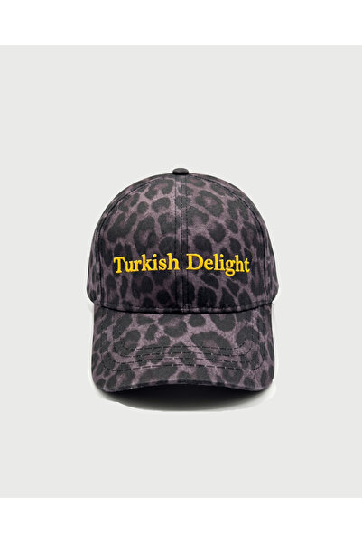 Tresore Turkish Delight Koyu Gri Leopar Detaylı Nakışlı Şapka / Leopar Şapka ...