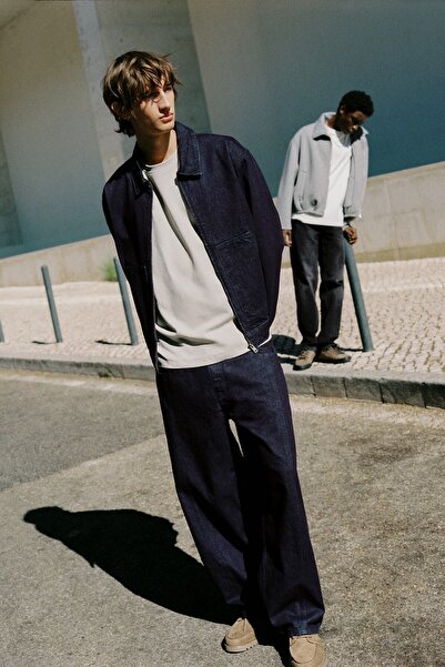Pull & Bear Fermuarlı denim ceket