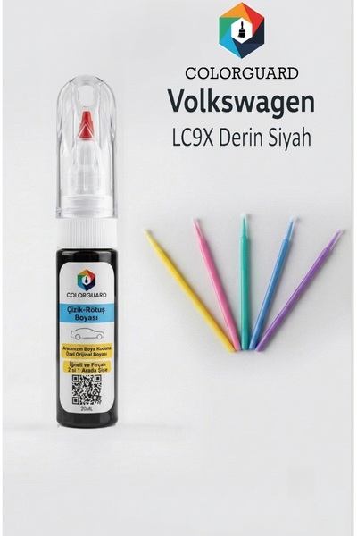 Volkswagen LC9X Derin Siyah Rötuş Boyası ve 5'li Rötuş Çubuğu Hassas Uygulama Seti