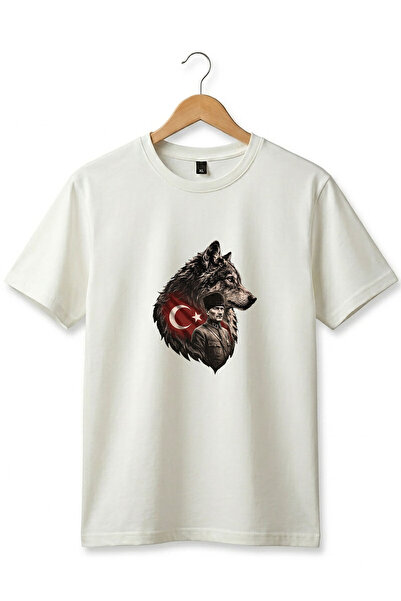 The Baski Tricou de bază cu gât rotund, 100% bumbac, cu steagul turcesc Atatu...