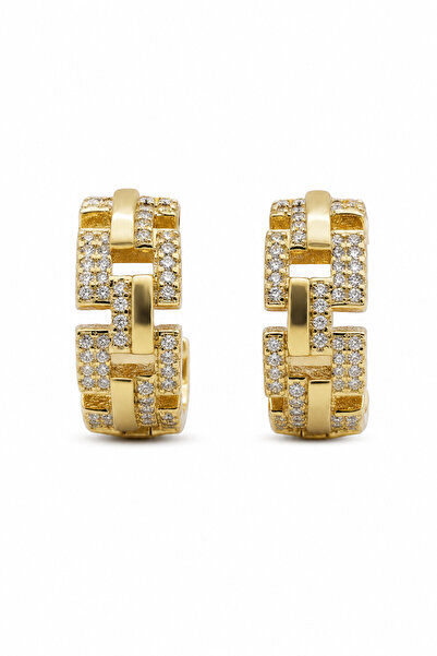 Jack Ferrero Stylish Design Zircon Stone Yellow Color Hoop Earrings Special D...