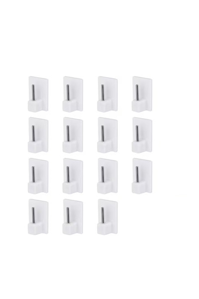 Generic Brand Set 15 cuiere autoadezive, 2.8 x 1.9 cm, plastic, metal, alb