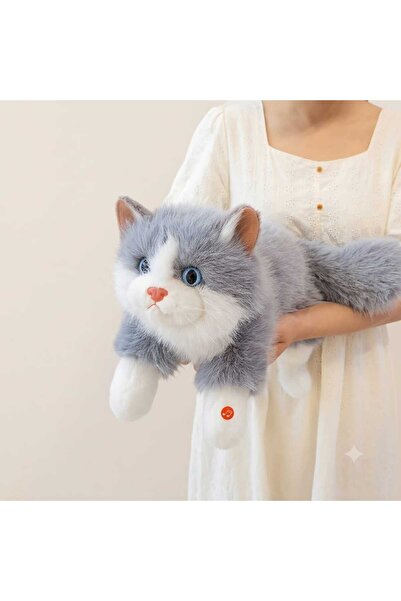 berattoys 45 cm sesli peluş kedi miyavlayan oyuncak kedi uyku arkadaşı peluş ...
