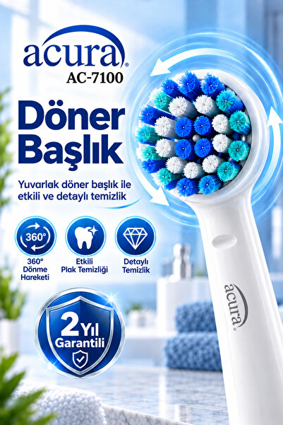 Acura AC-7100 Döner Başlıklı Profesyonel Şarjlı Diş Fırçası
