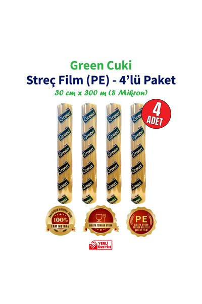 Streç Film "PE" 8mic. 30 cm. x 300m.(4'lü Kutu)